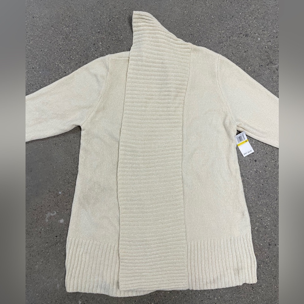 NWT $69 Seven7 Super Soft Cozy Chenille Cardigan Sweater Antique White size Med - Picture 7 of 16